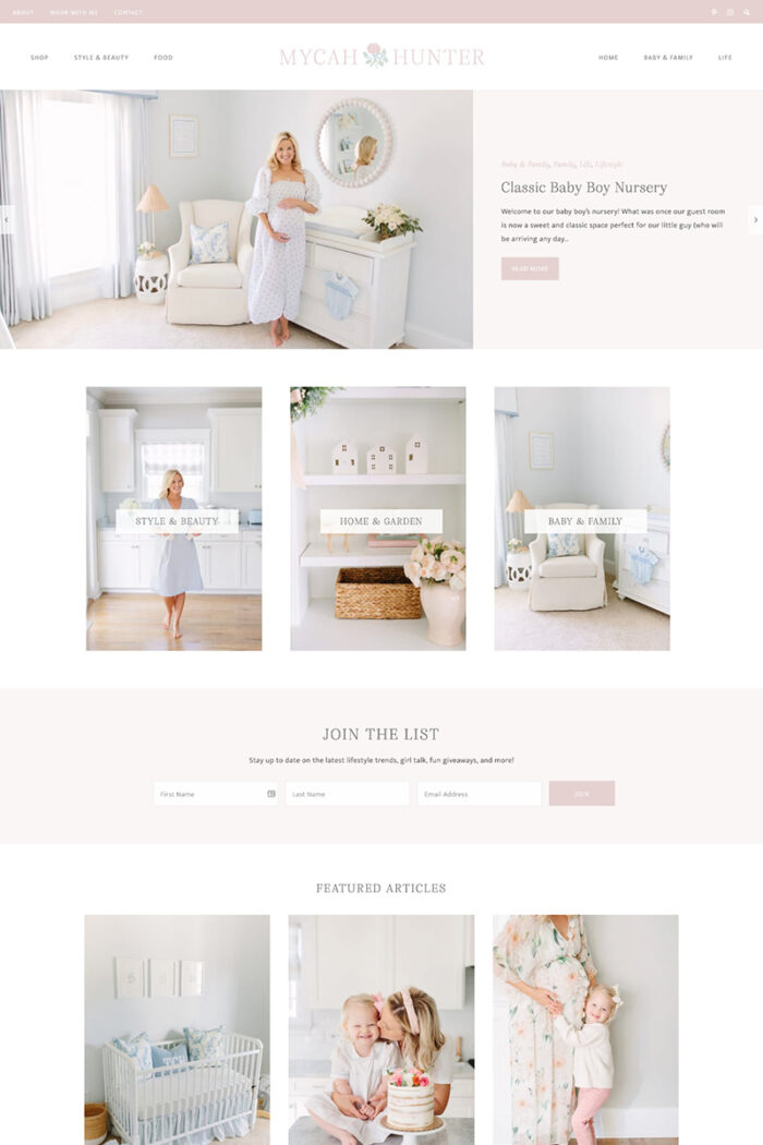 Mycah Hunter Website - Clover Theme